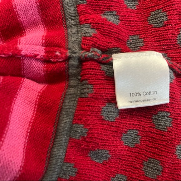 Hanna Anderson pink red orange grey dress EUC 90. 12” ptp, 21” nape to hem. - Picture 6 of 6